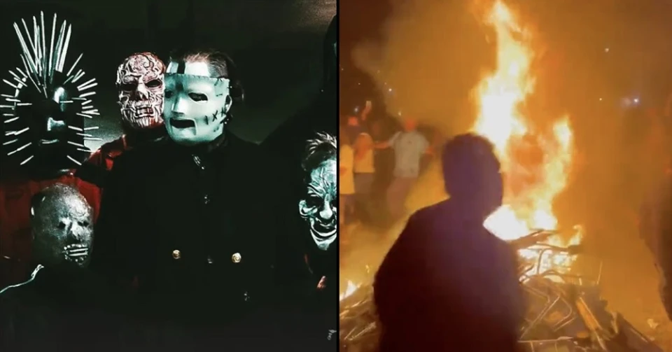 Фенове запалиха огромен огън на концерт на Slipknot
